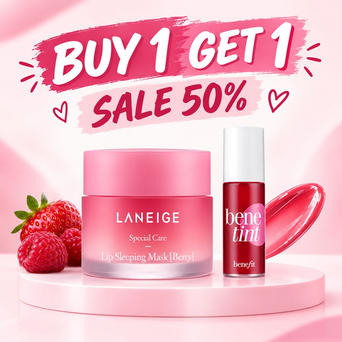 Buy 1 Get 1 Free " Laneige Lip Sleeping Mask + Benefit Benetint "