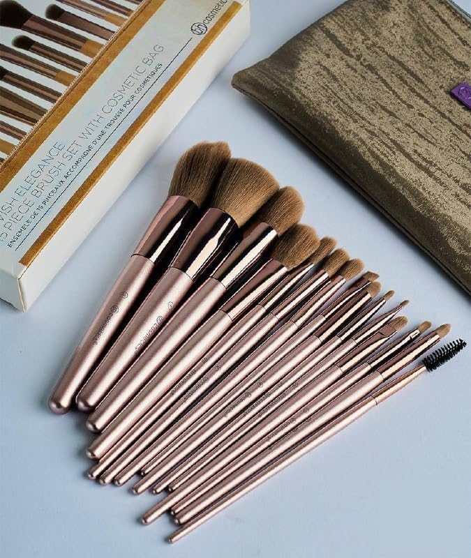 Lavish Elegance 15 Piece Brush Set With Cosmetic Bag