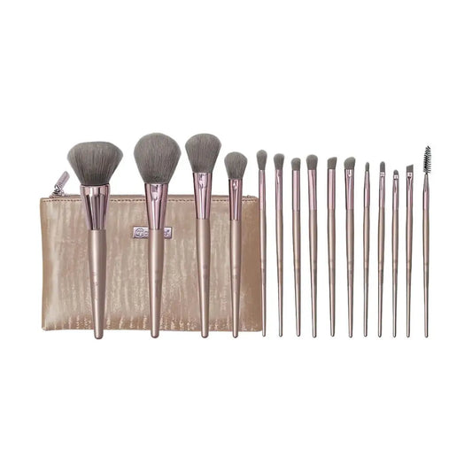 Lavish Elegance 15 Piece Brush Set With Cosmetic Bag