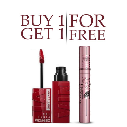 Maybelline Offer Mascara Sky High & Get " Super Stay Vinil Free "