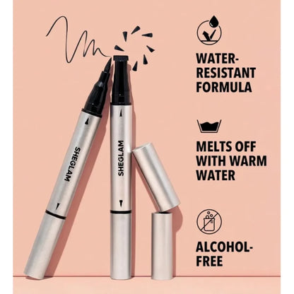 Buy 1 Get 1 Free- Sheglam Wing It Waterproof Liner Duo Eyeliner with a Wing Stamp